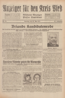 Anzeiger für den Kreis Pleß : Nikolaier Anzeiger : Plesser Stadtblatt. Jg.80, Nr. 56 (10 Mai 1931)