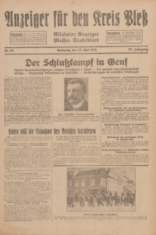 Anzeiger für den Kreis Pleß : Nikolaier Anzeiger : Plesser Stadtblatt. Jg.80, Nr. 63 (27 Mai 1931)