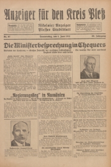 Anzeiger für den Kreis Pleß : Nikolaier Anzeiger : Plesser Stadtblatt. Jg.80, Nr. 67 (4 Juni 1931)