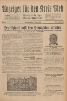 Anzeiger für den Kreis Pleß : Nikolaier Anzeiger : Plesser Stadtblatt. Jg.80, Nr. 68 (7 Juni 1931)