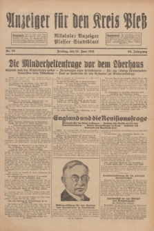 Anzeiger für den Kreis Pleß : Nikolaier Anzeiger : Plesser Stadtblatt. Jg.80, Nr. 70 (12 Juni 1931)
