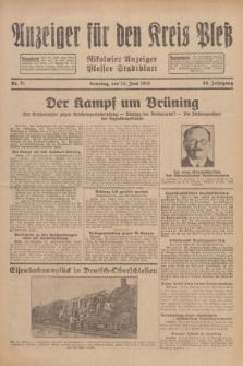 Anzeiger für den Kreis Pleß : Nikolaier Anzeiger : Plesser Stadtblatt. Jg.80, Nr. 71 (14 Juni 1931)