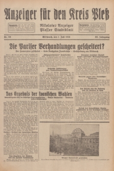 Anzeiger für den Kreis Pleß : Nikolaier Anzeiger : Plesser Stadtblatt. Jg.80, Nr. 78 (1 Juli 1931)