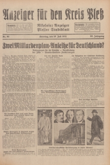 Anzeiger für den Kreis Pleß : Nikolaier Anzeiger : Plesser Stadtblatt. Jg.80, Nr. 86 (19 Juli 1931)