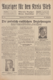 Anzeiger für den Kreis Pleß : Nikolaier Anzeiger : Plesser Stadtblatt. Jg.80, Nr. 104 (30 August 1931)
