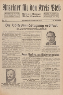 Anzeiger für den Kreis Pleß : Nikolaier Anzeiger : Plesser Stadtblatt. Jg.80, Nr. 108 (9 September 1931)