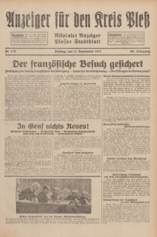 Anzeiger für den Kreis Pleß : Nikolaier Anzeiger : Plesser Stadtblatt. Jg.80, Nr. 109 (11 September 1931)