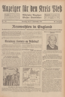 Anzeiger für den Kreis Pleß : Nikolaier Anzeiger : Plesser Stadtblatt. Jg.80, Nr. 116 (27 September 1931)