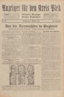 Anzeiger für den Kreis Pleß : Nikolaier Anzeiger : Plesser Stadtblatt. Jg.80, Nr. 118 (2 Oktober 1931)