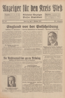 Anzeiger für den Kreis Pleß : Nikolaier Anzeiger : Plesser Stadtblatt. Jg.80, Nr. 119 (4 Oktober 1931)