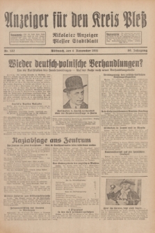 Anzeiger für den Kreis Pleß : Nikolaier Anzeiger : Plesser Stadtblatt. Jg.80, Nr. 132 (4 November 1931)