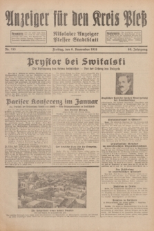 Anzeiger für den Kreis Pleß : Nikolaier Anzeiger : Plesser Stadtblatt. Jg.80, Nr. 133 (6 November 1931)