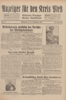Anzeiger für den Kreis Pleß : Nikolaier Anzeiger : Plesser Stadtblatt. Jg.80, Nr. 141 (25 Oktober 1931)