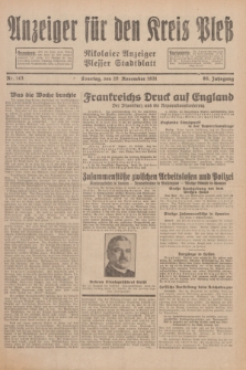 Anzeiger für den Kreis Pleß : Nikolaier Anzeiger : Plesser Stadtblatt. Jg.80, Nr. 143 (29 Oktober 1931)