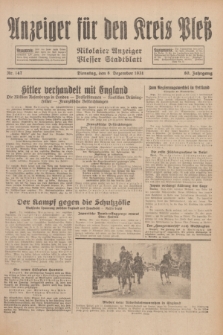 Anzeiger für den Kreis Pleß : Nikolaier Anzeiger : Plesser Stadtblatt. Jg.80, Nr. 147 (8 Dezember 1931)