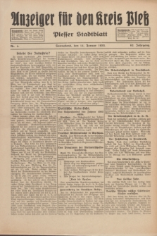 Anzeiger für den Kreis Pleß : Plesser Stadtblatt. Jg.82, Nr. 4 (14 Januar 1933)