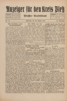Anzeiger für den Kreis Pleß : Plesser Stadtblatt. Jg.82, Nr. 69 (30 August 1933)