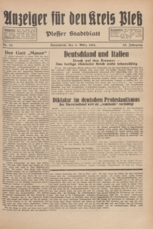 Anzeiger für den Kreis Pleß : Plesser Stadtblatt. Jg.83, Nr. 18 (3 März 1934)