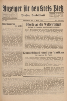 Anzeiger für den Kreis Pleß : Plesser Stadtblatt. Jg.83, Nr. 28 (7 April 1934)