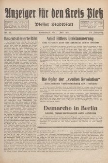 Anzeiger für den Kreis Pleß : Plesser Stadtblatt. Jg.83, Nr. 53 (7 Juli 1934)