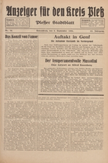 Anzeiger für den Kreis Pleß : Plesser Stadtblatt. Jg.83, Nr. 70 (8 September 1934)