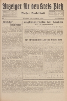 Anzeiger für den Kreis Pleß : Plesser Stadtblatt. Jg.83, Nr. 77 (3 Oktober 1934)