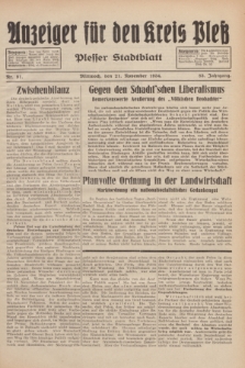 Anzeiger für den Kreis Pleß : Plesser Stadtblatt. Jg.83, Nr. 91 (21 November 1934)