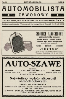 Automobilista Zawodowy : organ Związku Zawodowego Automobilistów R.P. 1930, nr 11 |PDF|