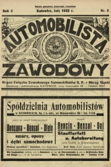 Automobilista Zawodowy : organ Związku Zawodowego Automobilistów R.P. Okręg Śląski. 1932, nr 2 |PDF|