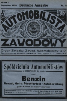 Automobilista Zawodowy : organ Związku Zawod. Automobilistów R.P. 1929, nr 11 |PDF|