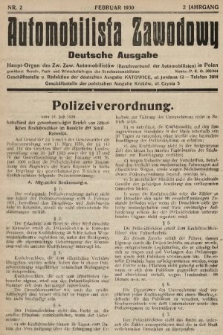 Automobilista Zawodowy : organ Związku Zawod. Automobilistów R.P. 1930, nr 2 |PDF|