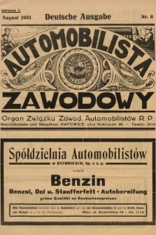 Automobilista Zawodowy : organ Związku Zawod. Automobilistów R.P. 1931, nr 8 |PDF|