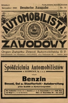 Automobilista Zawodowy : organ Związku Zawod. Automobilistów R.P. 1931, nr 11 |PDF|