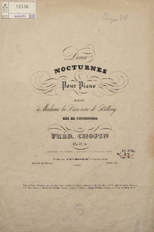 Deux nocturnes pour piano : dediés à madame la baronne de Billing née de Courbonne : Op. 32. No [2]