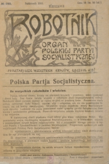 Robotnik : organ Polskiej Partyi Socyalistycznej. 1918, № 290 (październik 1918)