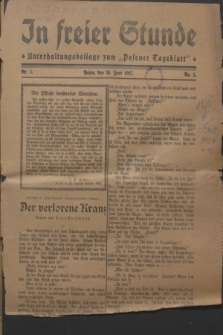 In Freier Stunde : Unterhaltungsbeilage zum „Posener Tageblatt”. 1927, Nr. 1 (24 Juni)