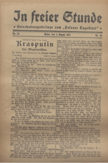 In Freier Stunde : Unterhaltungsbeilage zum „Posener Tageblatt”. 1927, Nr. 35 (4 August)