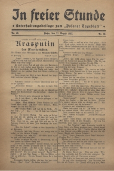 In Freier Stunde : Unterhaltungsbeilage zum „Posener Tageblatt”. 1927, Nr. 49 (21 August)