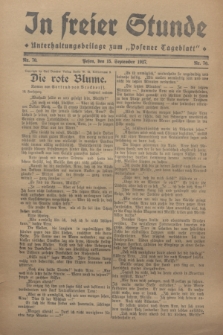 In Freier Stunde : Unterhaltungsbeilage zum „Posener Tageblatt”. 1927, Nr. 70 (15 September)