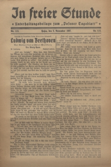 In Freier Stunde : Unterhaltungsbeilage zum „Posener Tageblatt”. 1927, Nr. 113 (5 November)