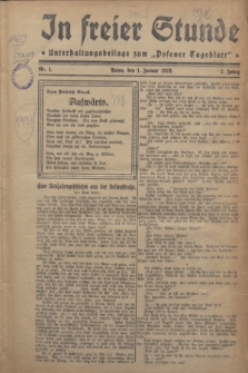 In Freier Stunde : Unterhaltungsbeilage zum „Posener Tageblatt”. Jg.2, Nr. 1 (1 Januar 1928)