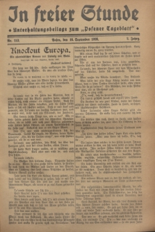 In Freier Stunde : Unterhaltungsbeilage zum „Posener Tageblatt”. Jg.2, Nr. 213 (16 September 1928)
