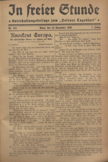 In Freier Stunde : Unterhaltungsbeilage zum „Posener Tageblatt”. Jg.2, Nr. 219 (23 September 1928)