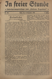 In Freier Stunde : Unterhaltungsbeilage zum „Posener Tageblatt”. Jg.2, Nr. 259 (10 November 1928)