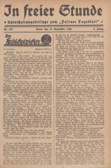 In Freier Stunde : Unterhaltungsbeilage zum „Posener Tageblatt”. Jg.3, Nr. 210 (13 September 1929)