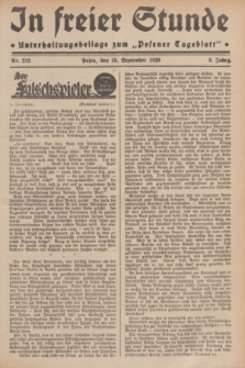In Freier Stunde : Unterhaltungsbeilage zum „Posener Tageblatt”. Jg.3, Nr. 212 (15 September 1929)