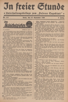 In Freier Stunde : Unterhaltungsbeilage zum „Posener Tageblatt”. Jg.3, Nr. 214 (18 September 1929)