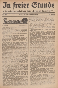 In Freier Stunde : Unterhaltungsbeilage zum „Posener Tageblatt”. Jg.3, Nr. 215 (19 September 1929)