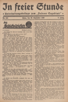 In Freier Stunde : Unterhaltungsbeilage zum „Posener Tageblatt”. Jg.3, Nr. 216 (20 September 1929)