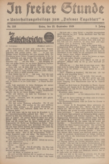 In Freier Stunde : Unterhaltungsbeilage zum „Posener Tageblatt”. Jg.3, Nr. 218 (22 September 1929)